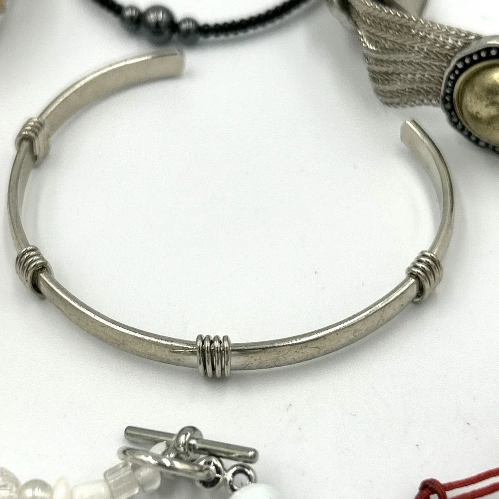 Lot of 10 bracelets Chain stretch Beaded Silver tone Several Vintage - Picture 5 of 13
